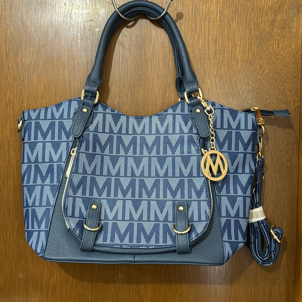 NWOT! MKF Collection Fula Signature Satchel Bag by Mia k - Navy